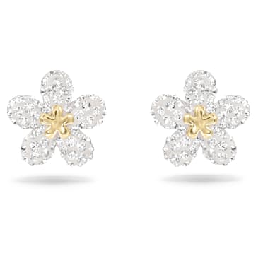 Tough ต่างหูเม็ดเดี่ยว, ดอกไม้, เหลือง, เคลือบโลหะหลากชนิด - Swarovski, 5136838
