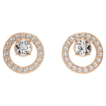 Constella stud earrings, White, Rose gold-tone plated - Swarovski, 5199827