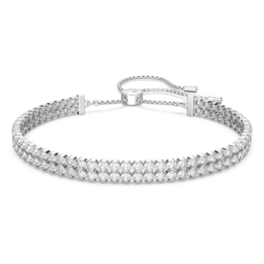 Subtle bracelet, Round cut, White, Rhodium plated - Swarovski, 5221397
