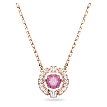 Swarovski Sparkling Dance Halskette, Rundschliff, Rot, Roségold-Legierungsschicht - Swarovski, 5279421