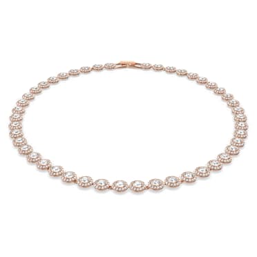 Colar Tennis Una Angelic, Lapidação redonda, Médio, Branco, Lacado a rosa dourado - Swarovski, 5367845