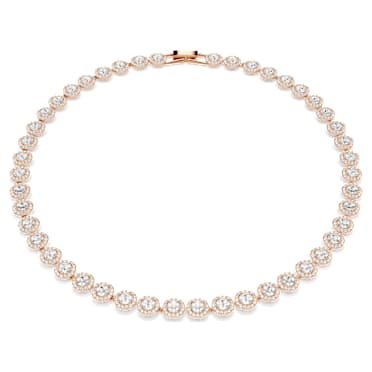 Náhrdelník Una Angelic, Kulatý výbrus, Střední, Bílá, Povrchová úprava z 18k růžového zlata - Swarovski, 5367845