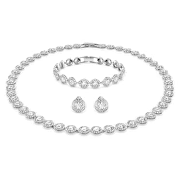 Una Angelic set, Round cut, White, Rhodium plated - Swarovski, 5367853