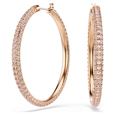 Kruhové náušnice Dextera, Pavé, Široké, Bílá, Pokoveno v růžovozlatém odstínu - Swarovski, 5383938