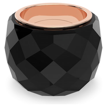 Prsten Nirvana, Černý, Povrchová úprava v růžovozlatém odstínu - Swarovski, 5410336