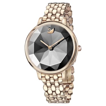 Crystal Lake นาฬิกา, Swiss Made, สร้อยข้อมือโลหะ, เทา, เคลือบโทนสีแชมเปญโกลด์ - Swarovski, 5416026