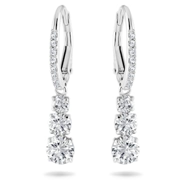 Brincos argola Stilla Attract, Lapidação redonda, Brancos, Lacado a ródio - Swarovski, 5416155
