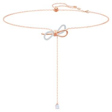 Lifelong Bow 項鏈, 蝴蝶結, 白色, 多種金屬潤飾 - Swarovski, 5447082