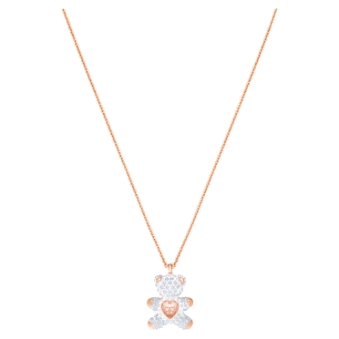 Teddy 鏈墜, 熊, 白色, 鍍玫瑰金色調 - Swarovski, 5452026