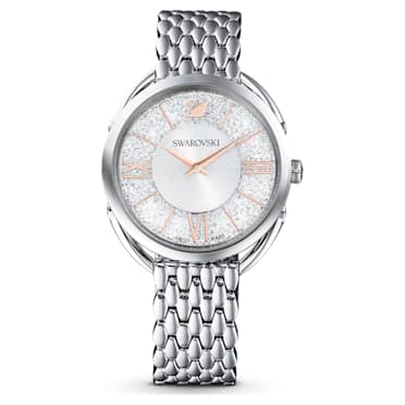 Crystalline Glam watch, Swiss Made, Metal bracelet, Silver Tone, Stainless steel - Swarovski, 5455108