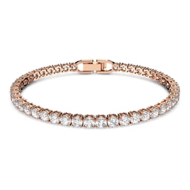 Pulsera Matrix Tennis, Talla redonda, Blanca, Baño tono oro rosa - Swarovski, 5464948