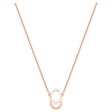 Swarovski Sparkling Dance necklace, Round cut, Oval shape, White, Rose gold-tone plated - Swarovski, 5468084