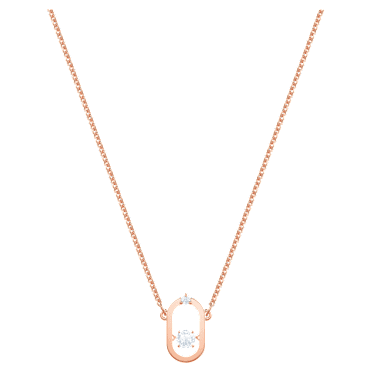 Una necklace, Round cut, Oval shape, White, Rose gold-tone plated - Swarovski, 5468084