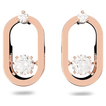 Kolczyki zapinane na sztyft Una, Szlif okrągły, Kształt owalny, Białe, Powłoka w odcieniu różowego złota - Swarovski, 5468118