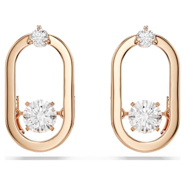 Una ต่างหูเม็ดเดี่ยว, เจียระไนแบบกลม ทรงวงรี, ขาว, เคลือบโทนสีโรสโกลด์ - Swarovski, 5468118