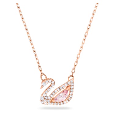 Dazzling Swan 项链, 天鹅, 粉红色, 镀玫瑰金色调 - Swarovski, 5469989