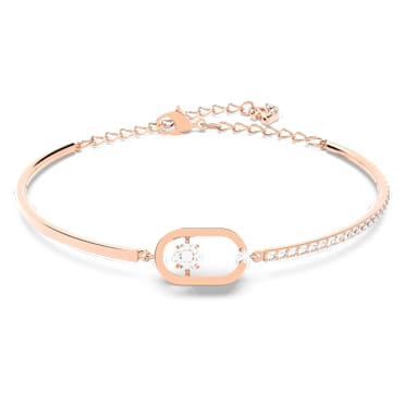 Una Armband, Rundschliff, Ovale Form, Weiß, Roségold-Legierungsschicht - Swarovski, 5472382