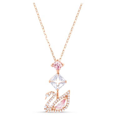 Dazzling Swan pendant, Swan, Pink, Rose gold-tone plated - Swarovski, 5473024