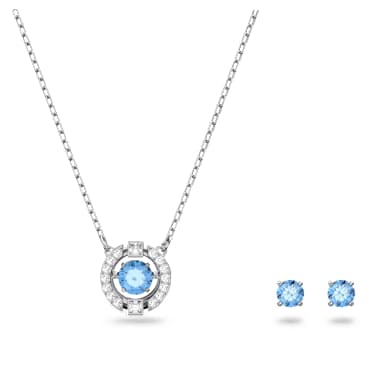 Una set, Ronde slijpvorm, Blauw, Rodium toplaag - Swarovski, 5480485