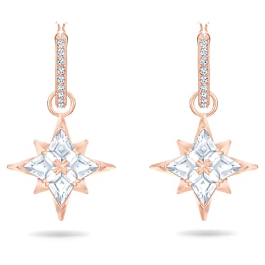 Visací náušnice Symbolica, Hvězda, Bílá, Povrchová úprava z 18k růžového zlata - Swarovski, 5494337
