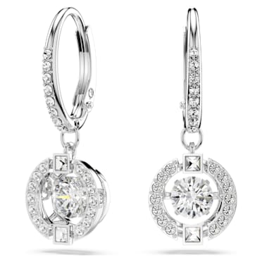 Swarovski Sparkling Dance drop earrings, Round cut, White, Rhodium plated - Swarovski, 5504652
