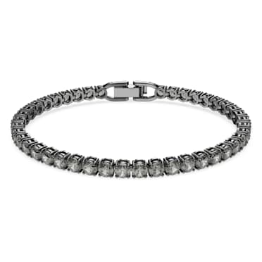 Pulsera Matrix Tennis, Talla redonda, Gris, Baño de rutenio - Swarovski, 5504678
