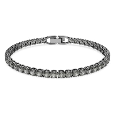 Tennis Deluxe bracelet, Round cut, Gray, Ruthenium plated - Swarovski, 5504678
