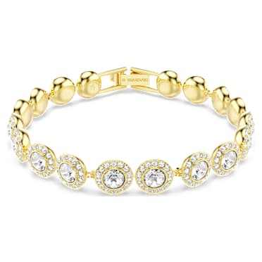 Angelic Tennis bracelet, Round cut, Pavé, Medium, White, Gold-tone plated - Swarovski, 5505469