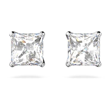 Stilla Attract Ohrstecker, Kissenschliff, Weiß, Rhodiniert - Swarovski, 5509936