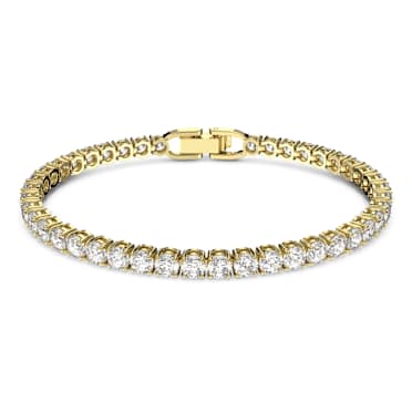 Matrix Tennis Armband, Rundschliff, Weiß, Goldlegierungsschicht - Swarovski, 5511544