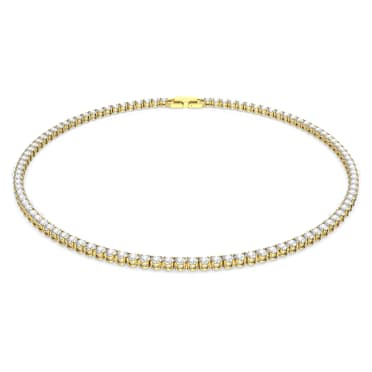 Matrix Tennis Halskette, Rundschliff, Weiß, Goldlegierungsschicht - Swarovski, 5511545