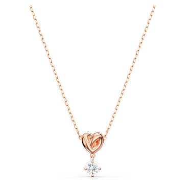 Pandantiv Lifelong Heart, Alb, Placat cu nuanță roz-aurie - Swarovski, 5516542