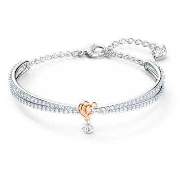 Bracelet-jonc Lifelong Heart, Cœur, Blanc, Finition mix de métal - Swarovski, 5516544