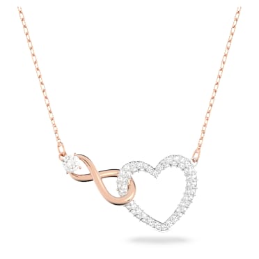 Hyperbola necklace, Infinity and heart, White, Mixed metal finish - Swarovski, 5518865