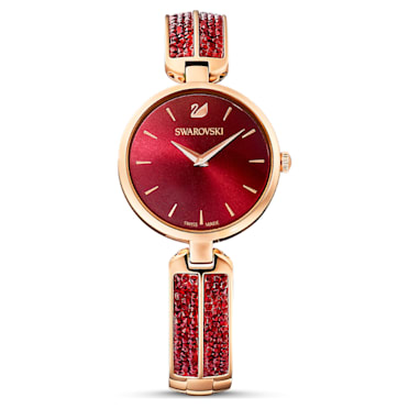Dream Rock watch, Swiss Made, Metal bracelet, Red, Rose gold-tone finish - Swarovski, 5519312