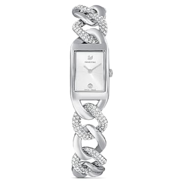 Zegarek Cocktail, Swiss Made, Oprawa brukowa, Metalowa bransoleta, W odcieniu srebra, Stal szlachetna - Swarovski, 5519330