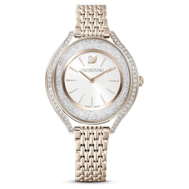 Crystalline Aura 腕表, 瑞士制造, 金属手链, 金色, 香槟金色调润饰 - Swarovski, 5519456