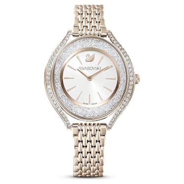 Ročna ura Crystalline Aura, Izdelano v Švici, Kovinska zapestnica, Zlat odtenek, Prevleka v zlatem odtenku šampanjca - Swarovski, 5519456