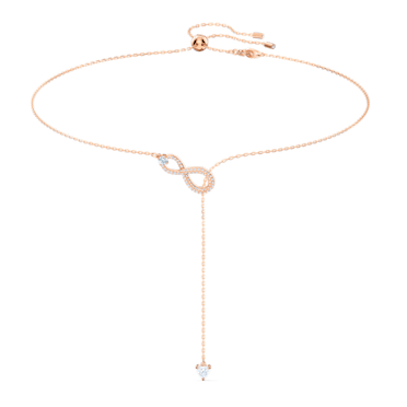 Collana a Y Swarovski Infinity, Infinito, Bianco, Placcato color oro rosa - Swarovski, 5521346