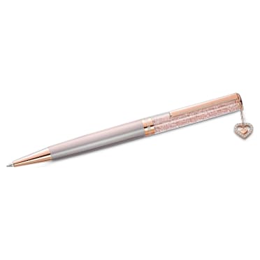 Crystalline 볼포인트 펜, 하트, 로즈골드 톤, 핑크 래커 처리, 로즈 골드 톤 플래팅 - Swarovski, 5527536
