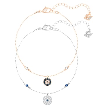 Crystal Wishes สร้อยข้อมือ, เซ็ต (2), ดวงตาปีศาจ, น้ำเงิน, เคลือบโลหะหลากชนิด - Swarovski, 5528199