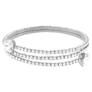 Twisty 手镯, 三角形切割, 白色, 镀铑 - Swarovski, 5528444