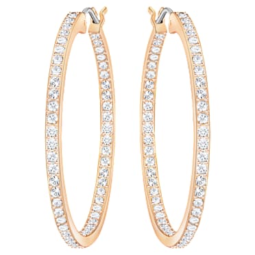 Orecchini a cerchio Sommerset, Bianchi, Placcato color oro rosa - Swarovski, 5528459
