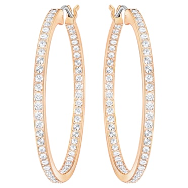 Sommerset hoop earrings, White, Rose gold-tone plated - Swarovski, 5528459