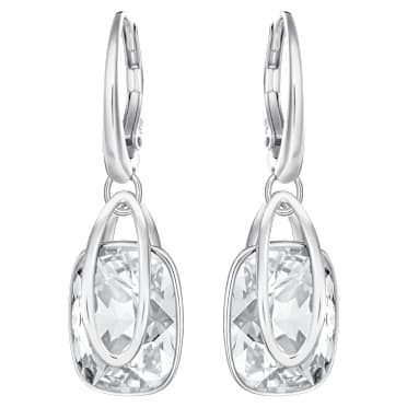 Holding 드롭 이어링, 화이트, 로듐 플래팅 - Swarovski, 5528487
