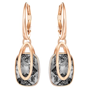 Cercei cu drop Holding, Gri, Placat cu nuanță roz-aurie - Swarovski, 5528488