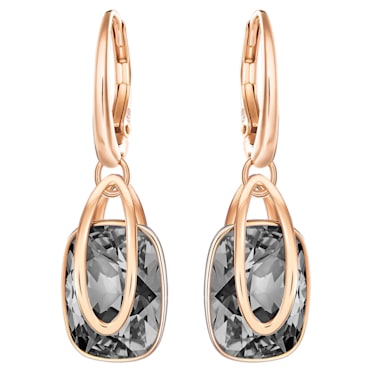 Holding drop earrings, Gray, Rose gold-tone plated - Swarovski, 5528488