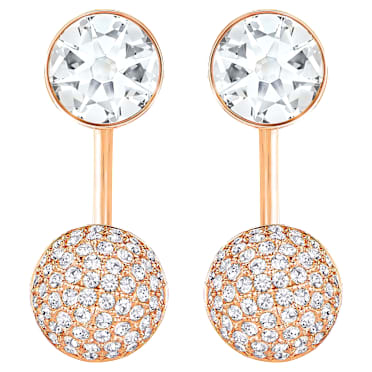 Kolczyki z nakładkami Forward, Szlif okrągły, Białe, Powłoka w odcieniu różowego złota - Swarovski, 5528490