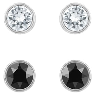 Cercei stud Harley, Set (2), Tăietură rotundă, Negri, Finisaj metalic mixt - Swarovski, 5528506