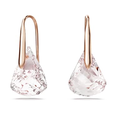 Lunar ต่างหูทรงหยดน้ำ, ชมพู, ตกแต่งผิวด้วยโรสโกลด์ 18K - Swarovski, 5528509